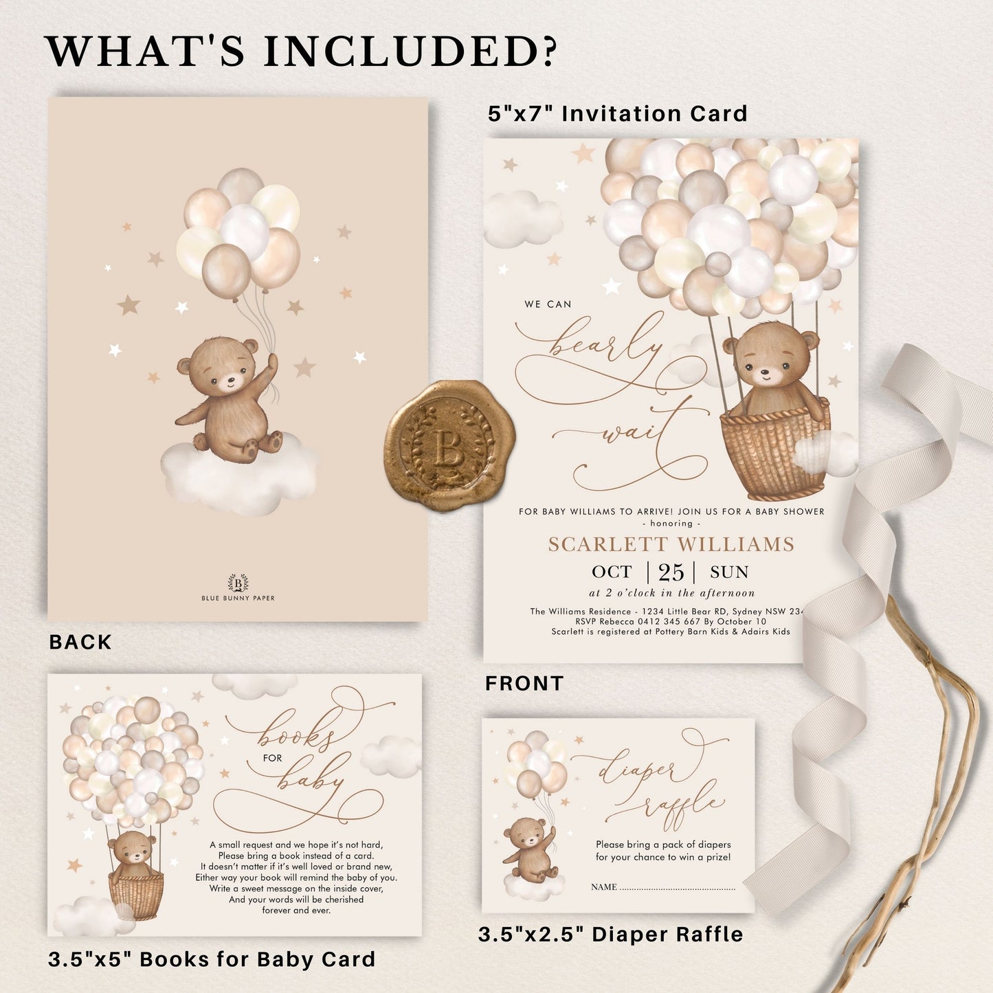 Teddy Baby Shower Invitation Bundle