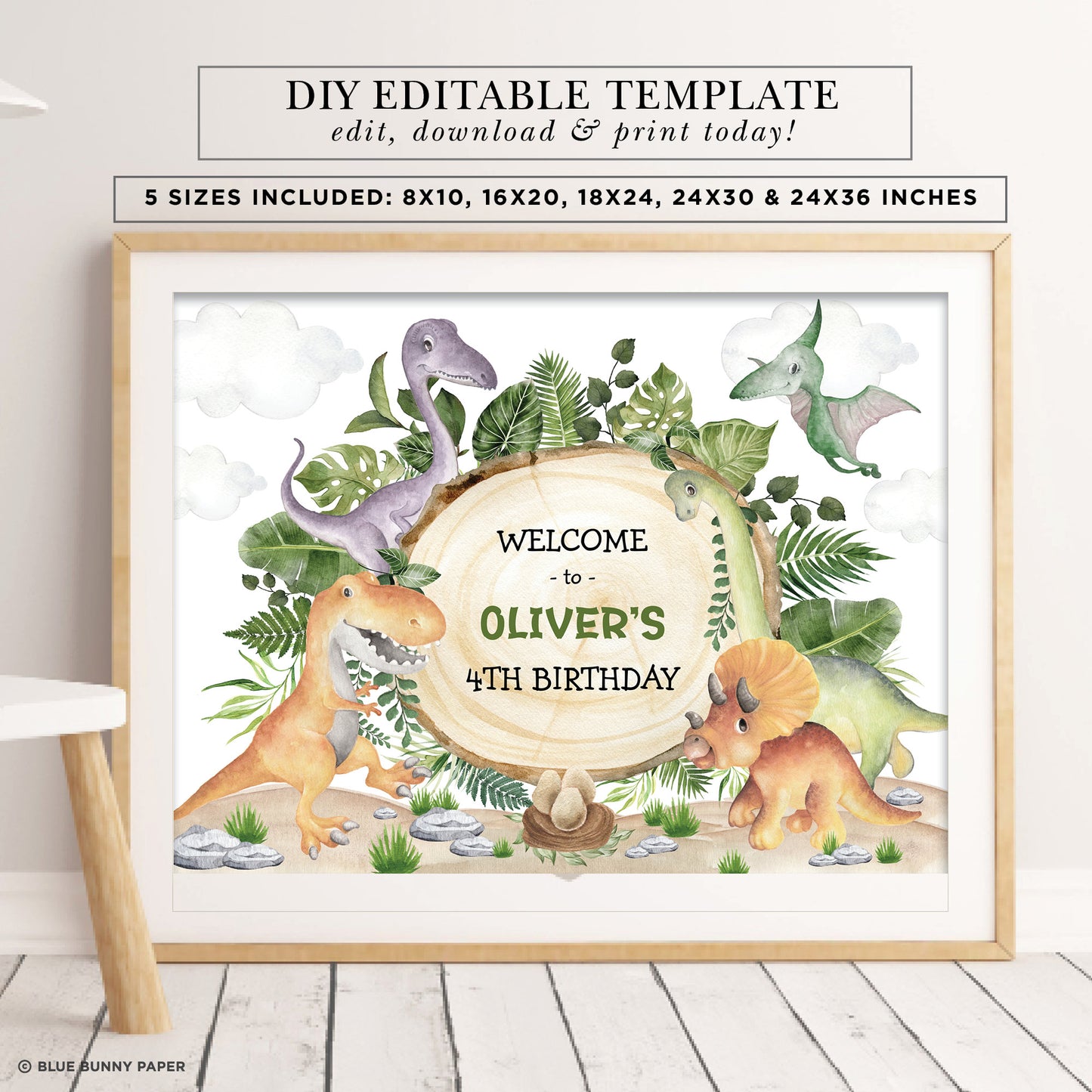 Dinosaur Birthday Welcome Sign