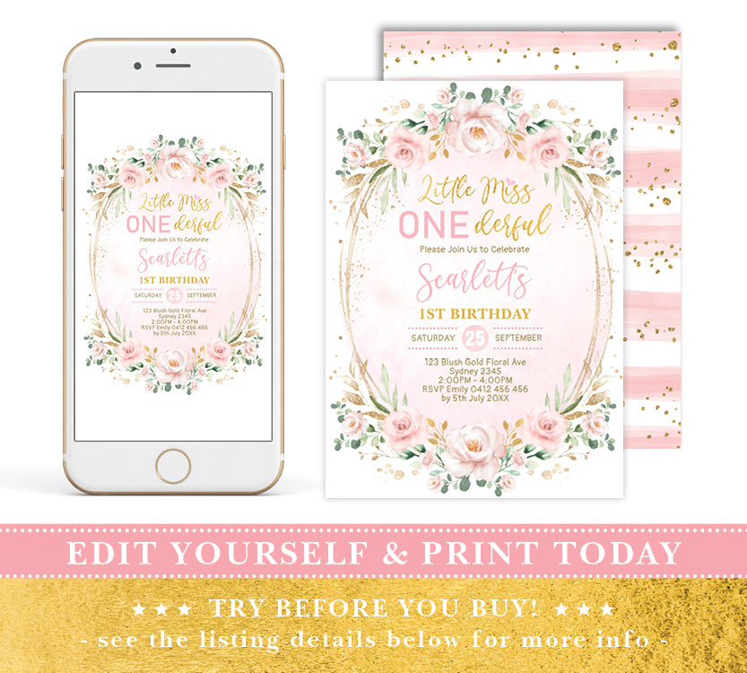 Miss ONEderful Birthday Invitation