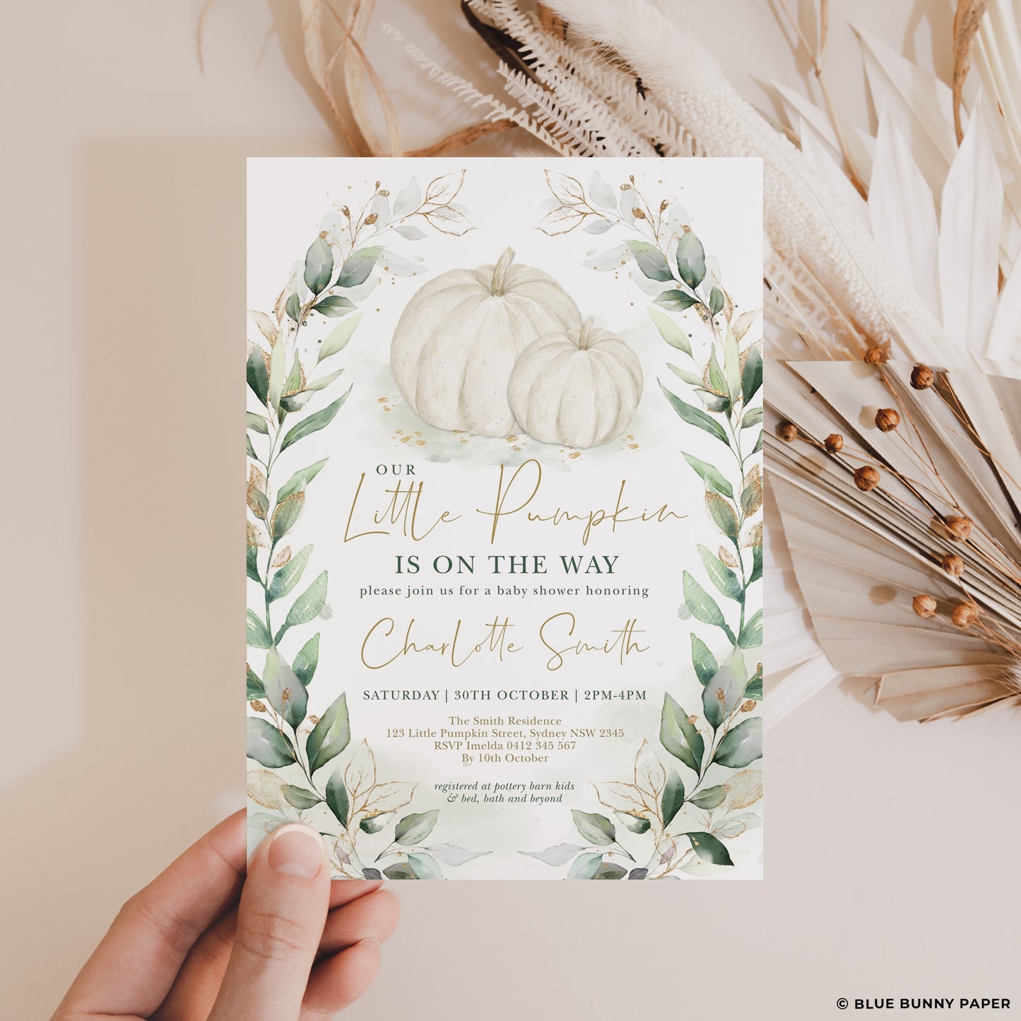 Pumpkin Baby Shower Invitation