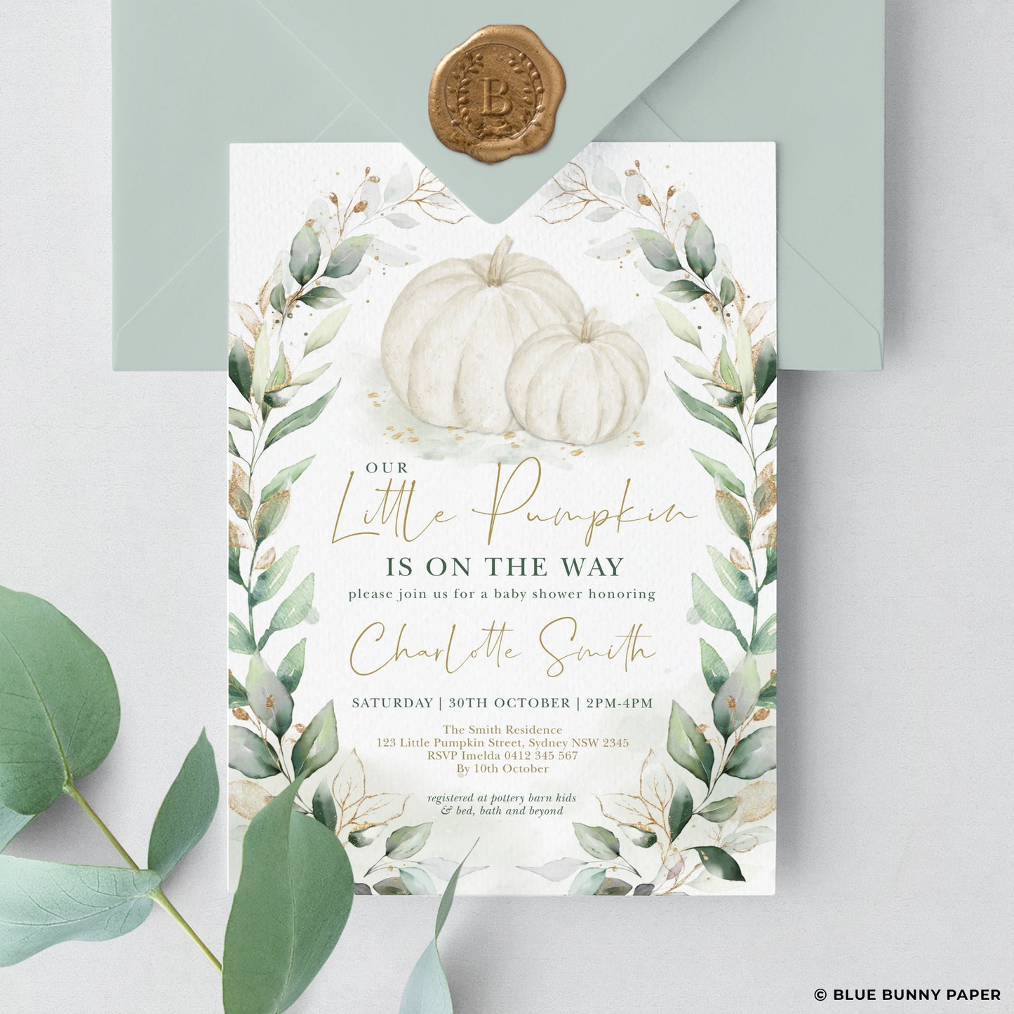 Pumpkin Baby Shower Invitation