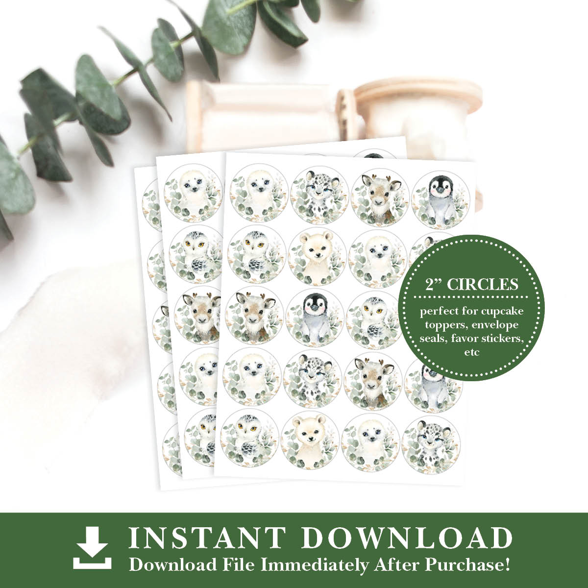 Winter Animals Cupcake Topper