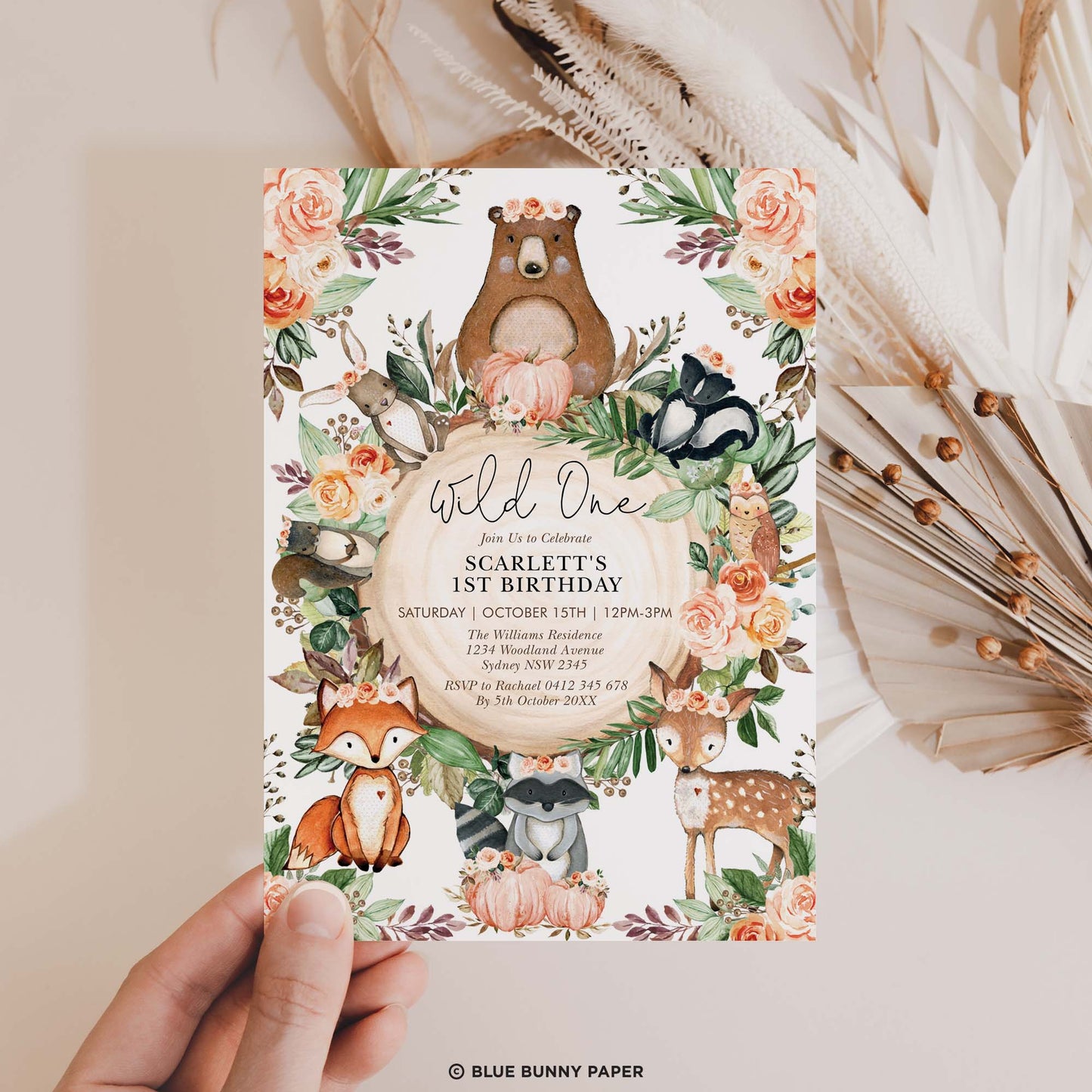 Fall Woodland Birthday Invitation
