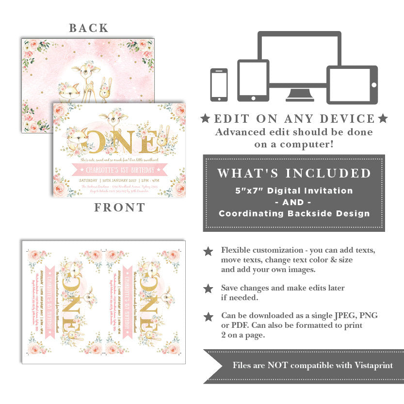 ONE - First Birthday Invitation
