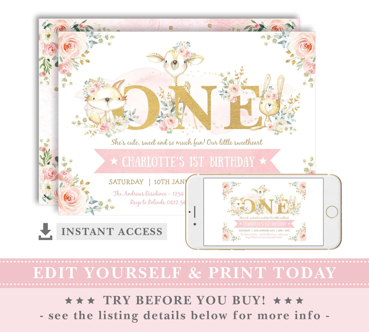 ONE - First Birthday Invitation