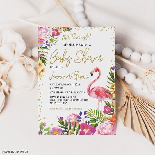 Flamingo Baby Shower Invitation