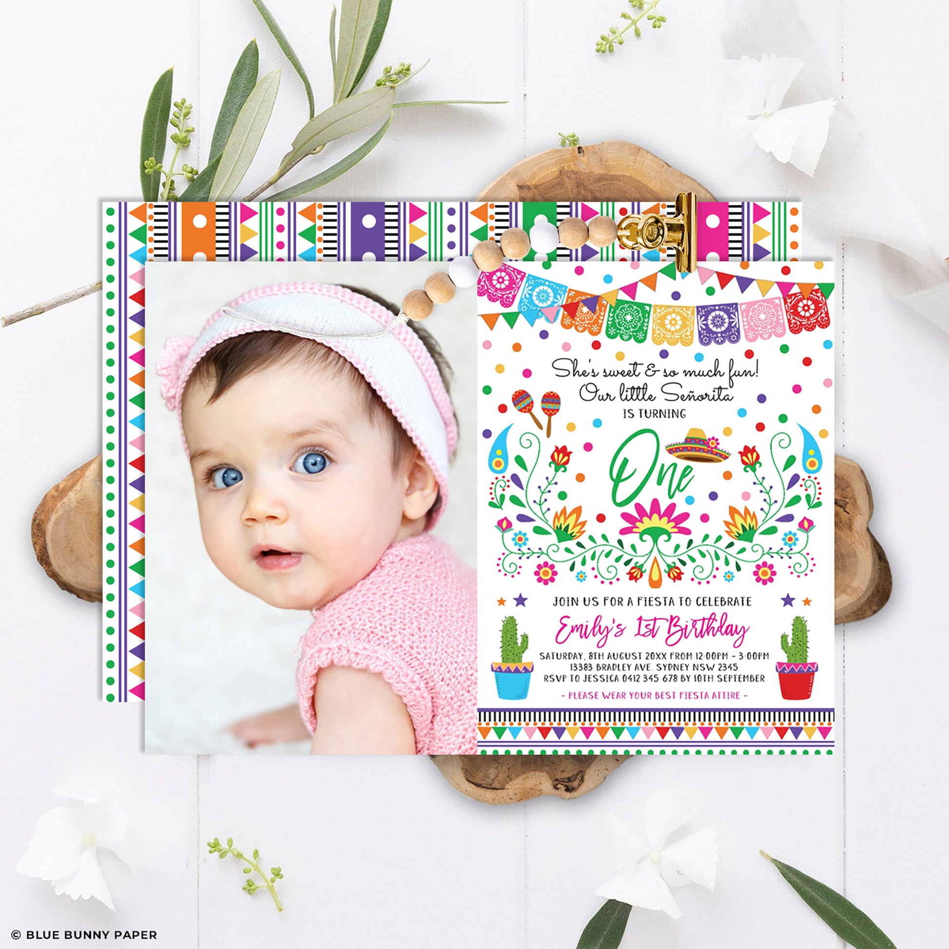 Mexican Fiesta Photo Birthday Party Invitation