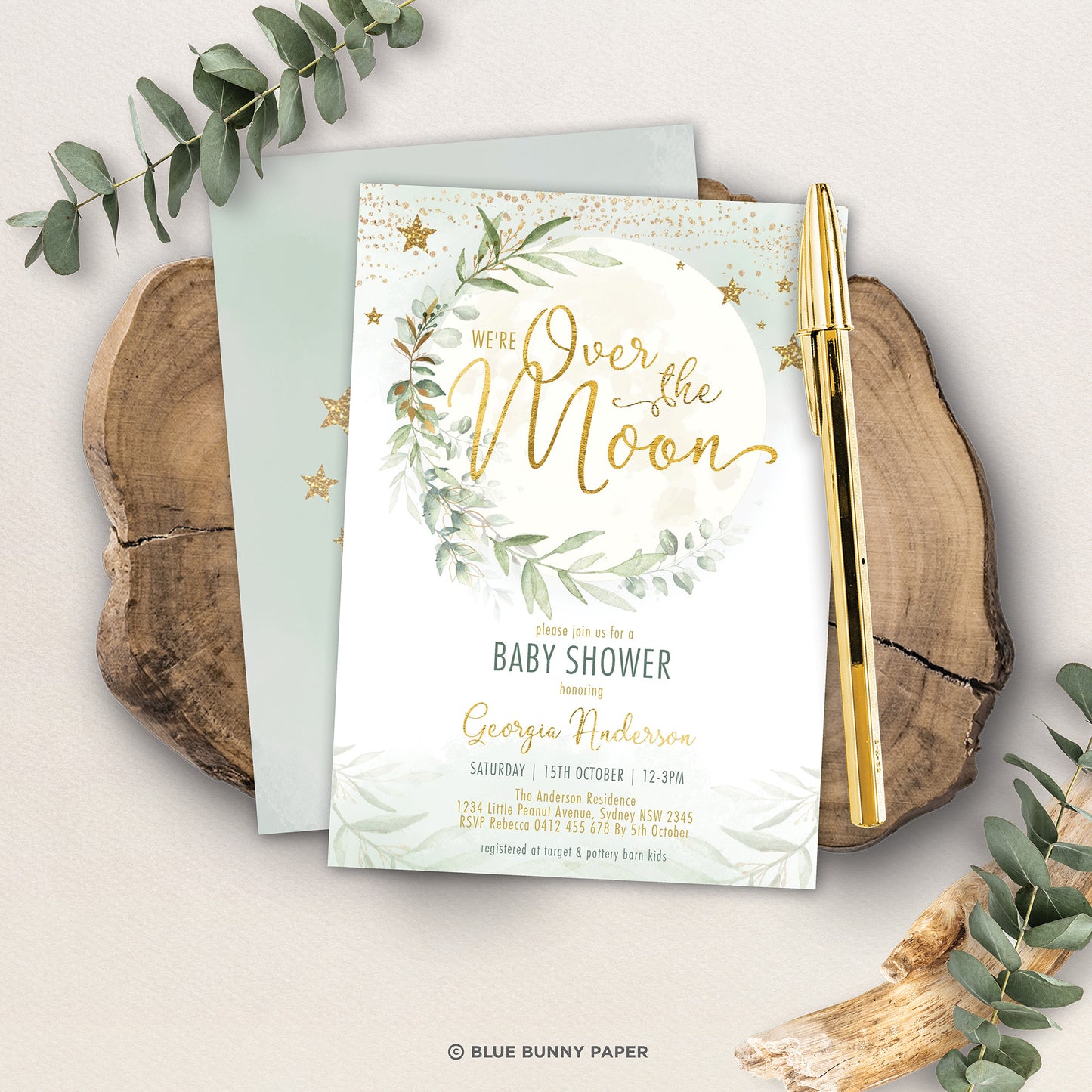 Over the Moon Baby Shower Invite