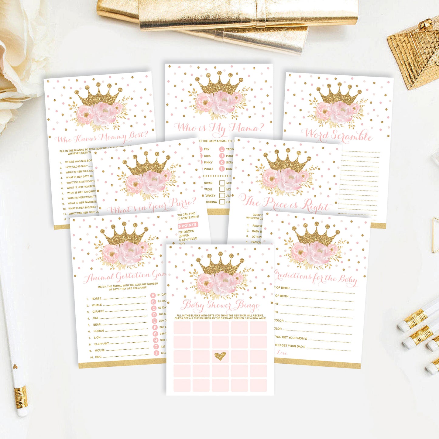 Princess Baby Shower Games Package