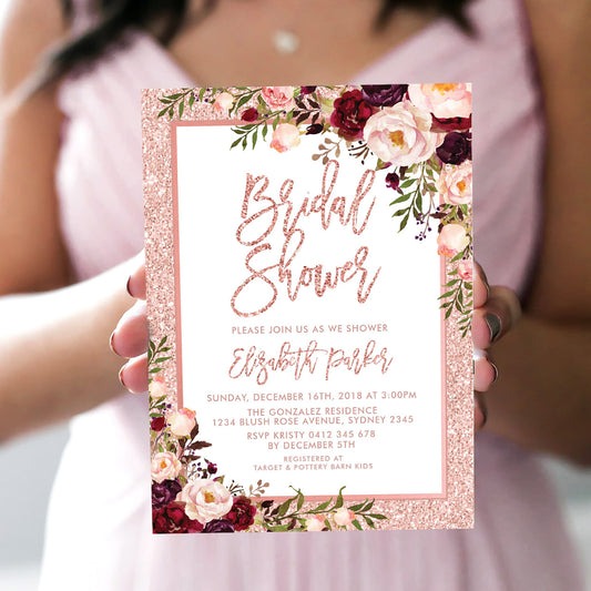 Rose Gold Bridal Shower Invitation