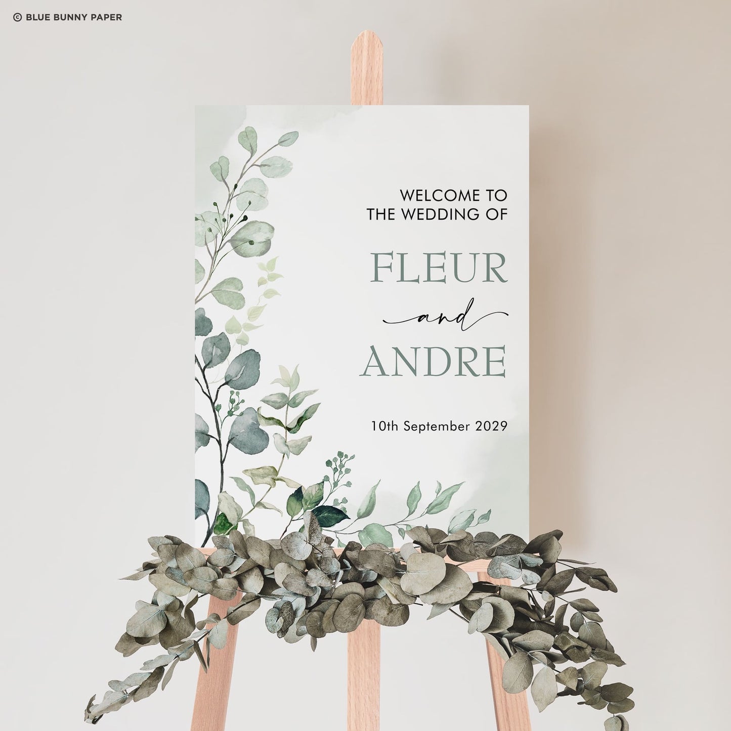 Greenery Wedding Welcome Sign