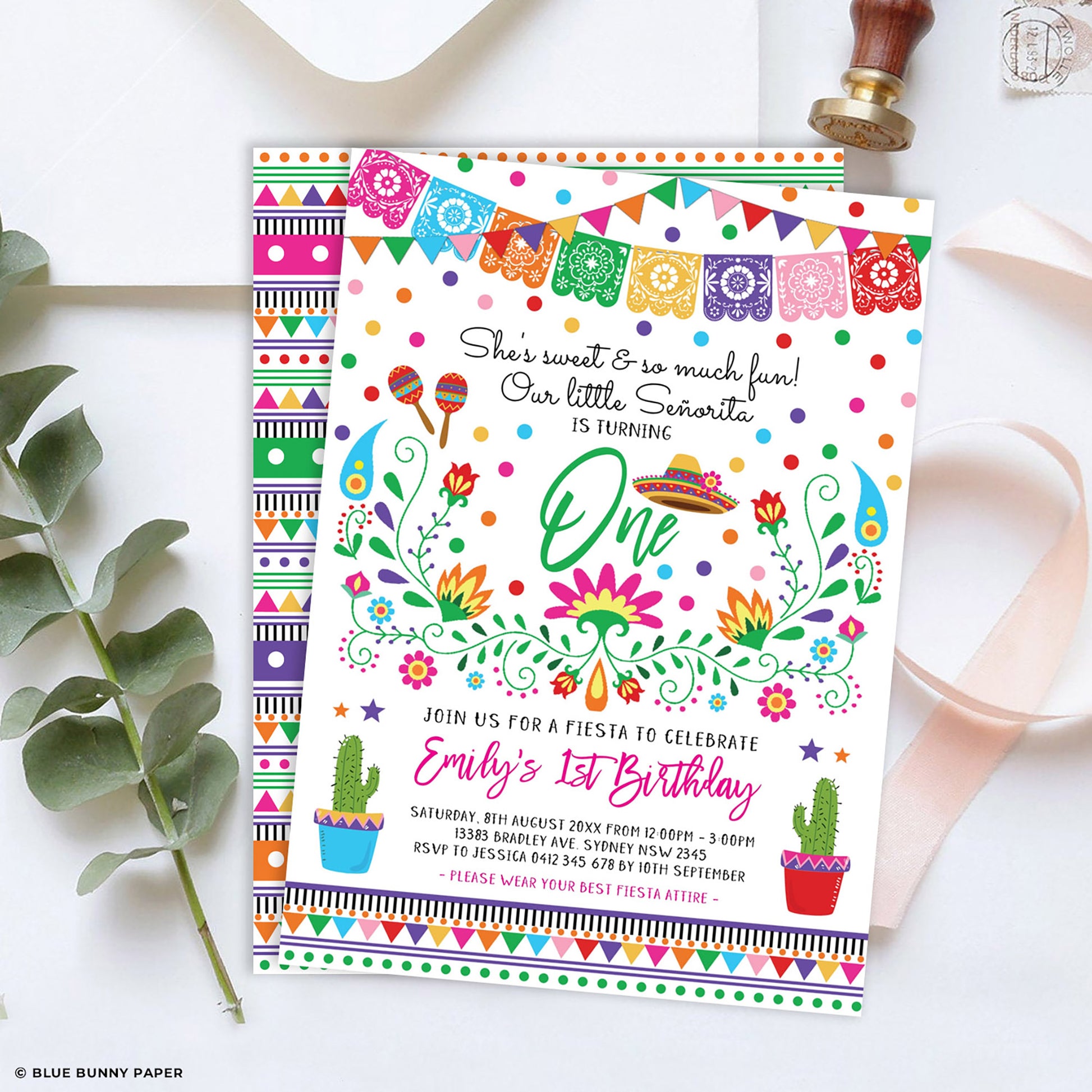 Mexican Fiesta Little Senorita Birthday Invite