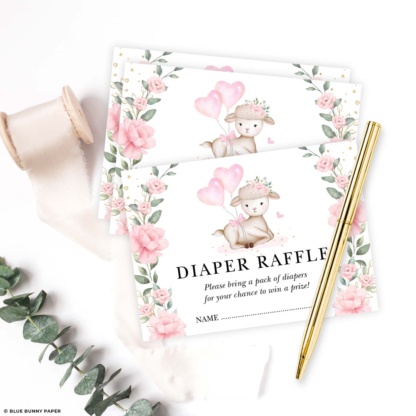 Lamb Diaper Raffle Card