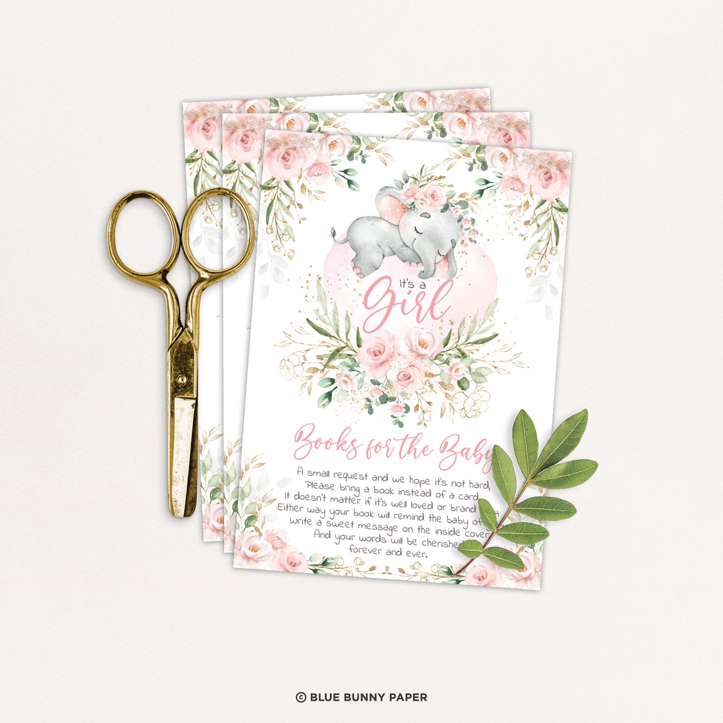 Girl Elephant Book for the Baby Card