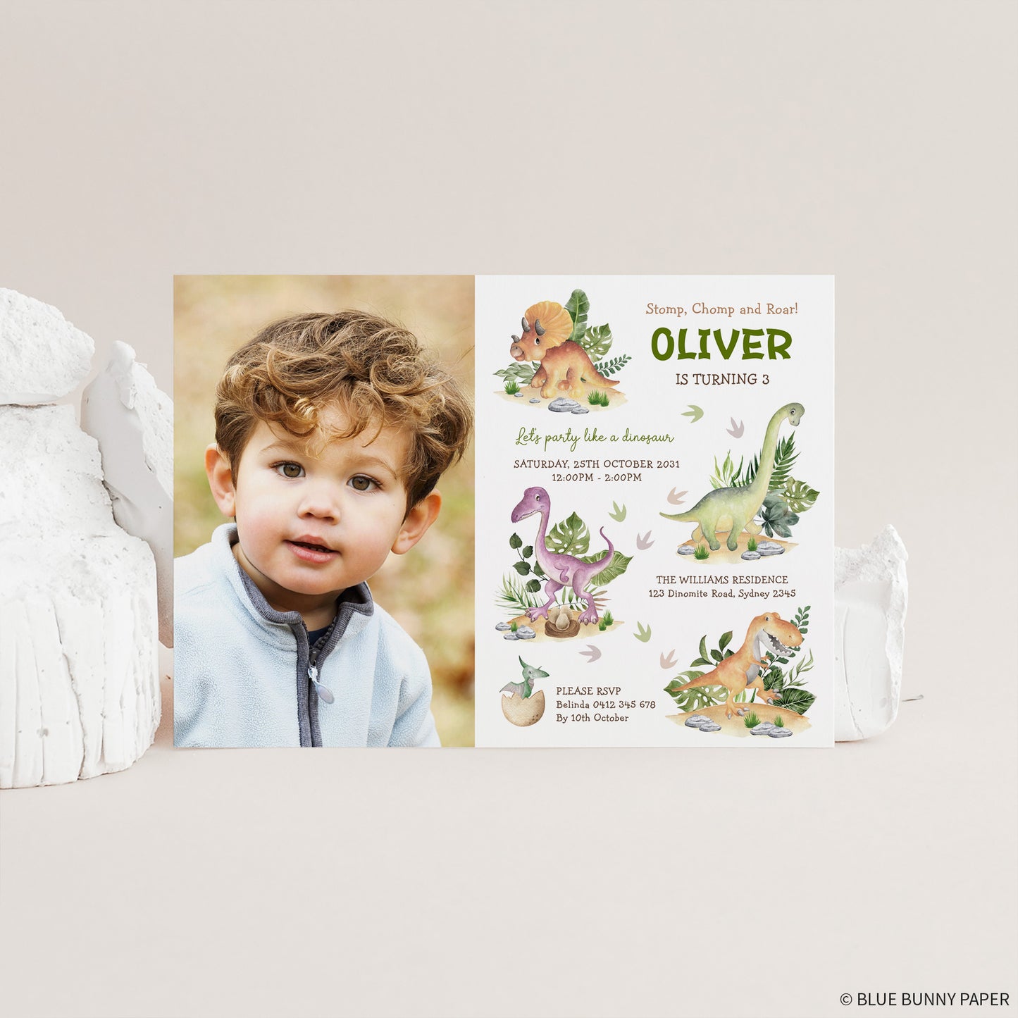 Dinosaur Birthday Photo Invitation