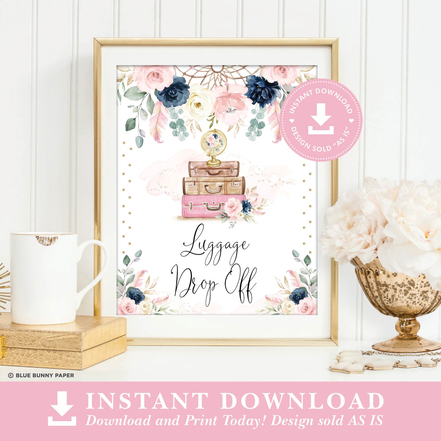 Boho Luggage Drop Off Sign