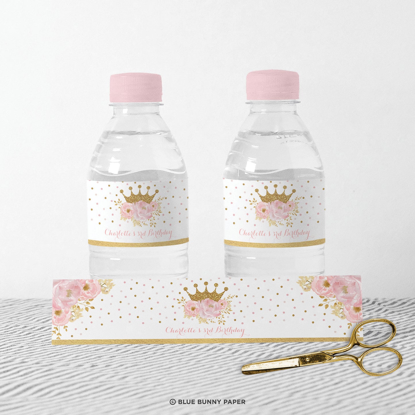 Princess Party Water Bottle Labels
