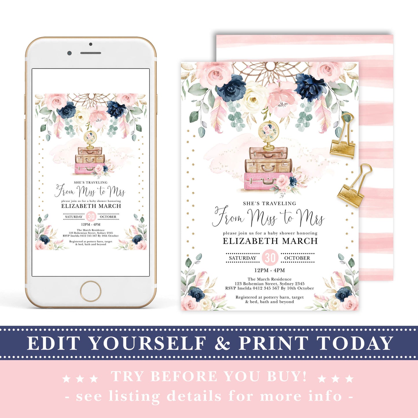 Boho Bridal Shower Invitation