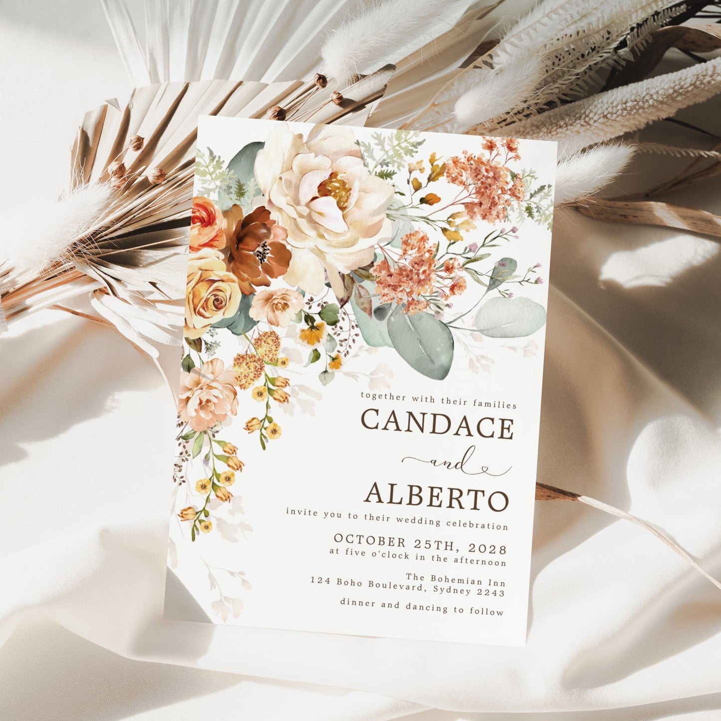 Floral Boho Wedding Invitation