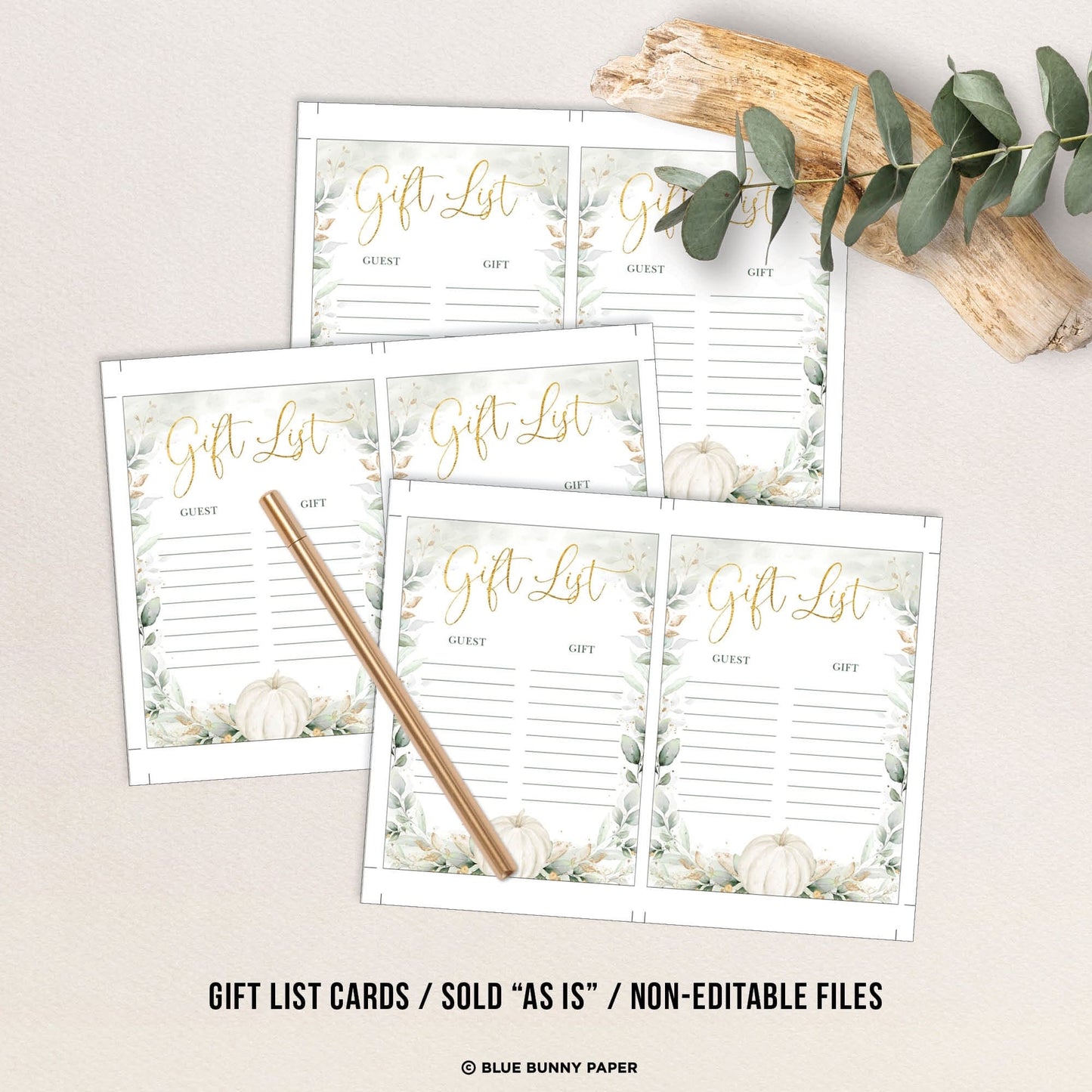 Pumpkin Baby Shower Gift List Card
