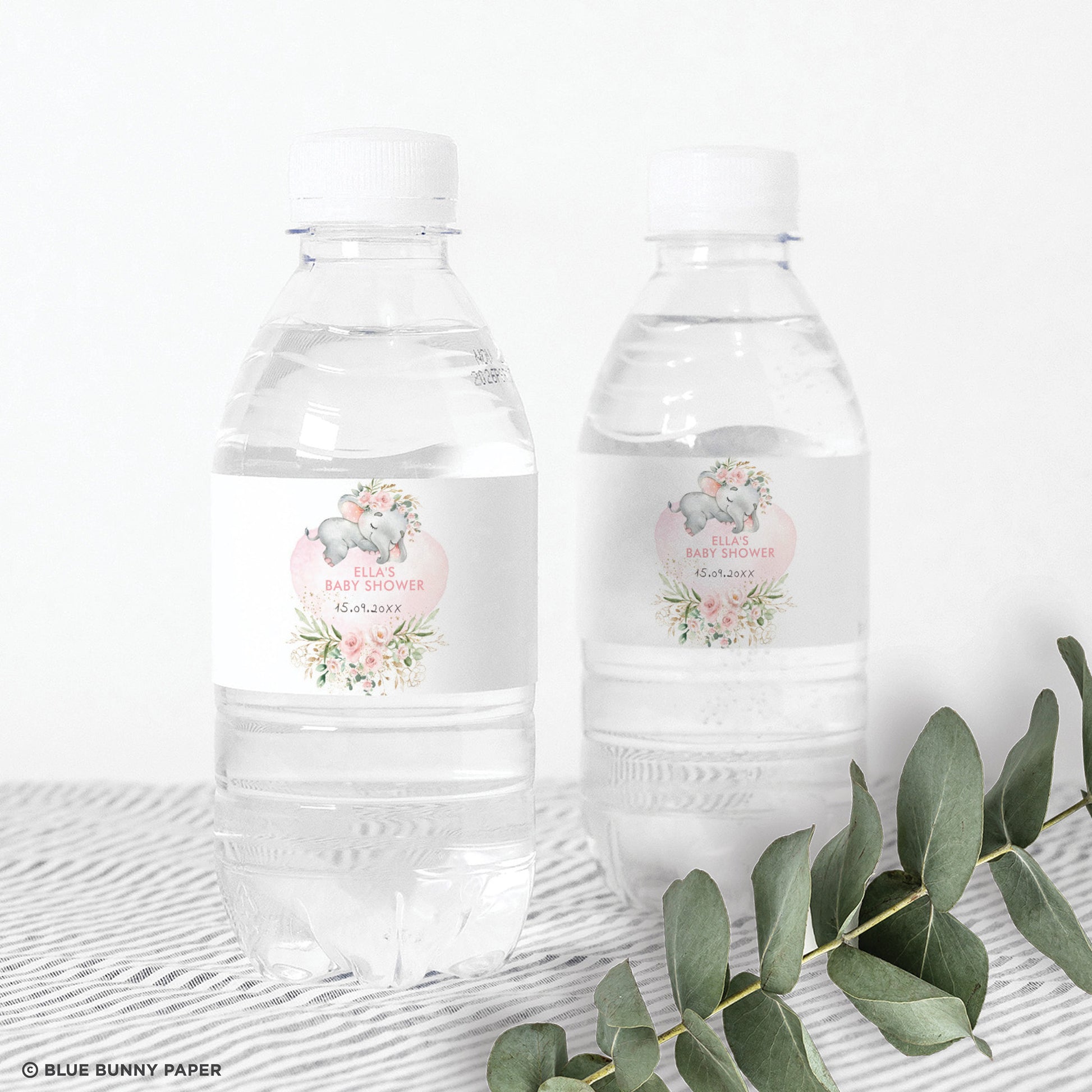 Girl Elephant Water Bottle Labels