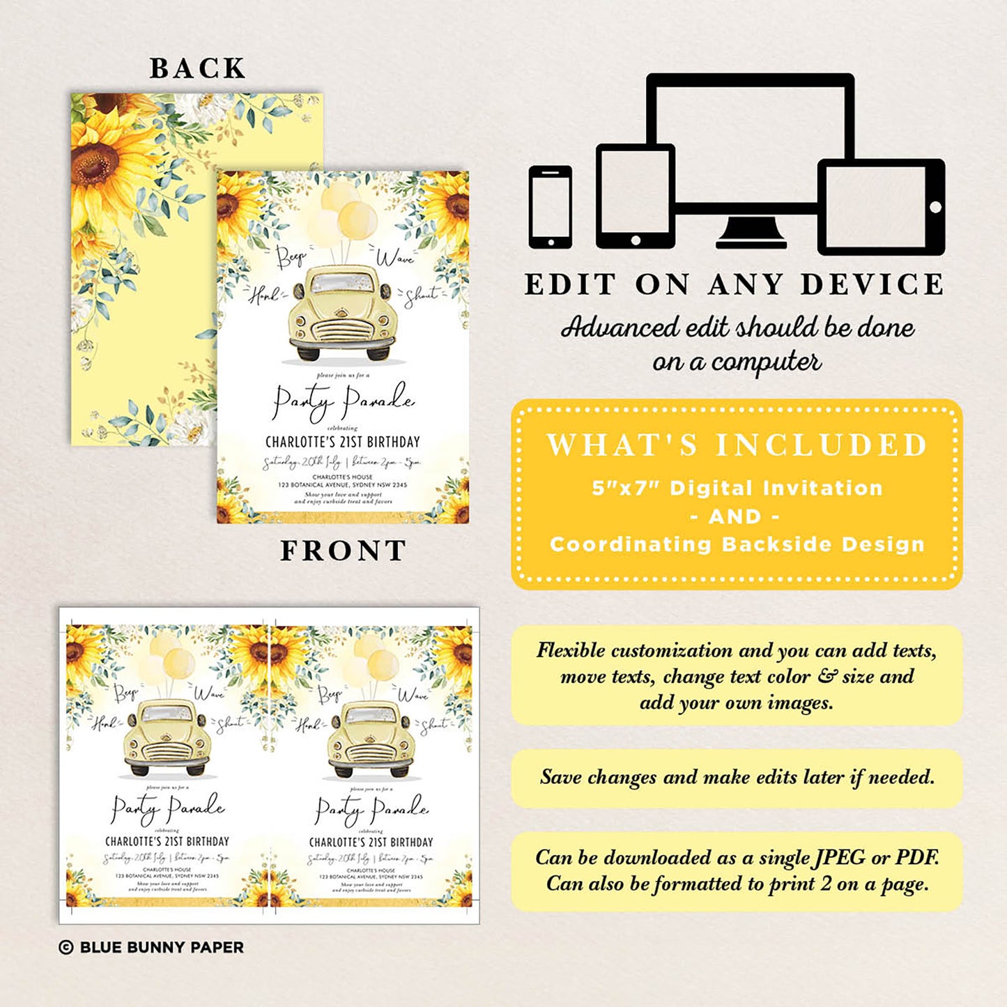 Birthday Party Parade Invite