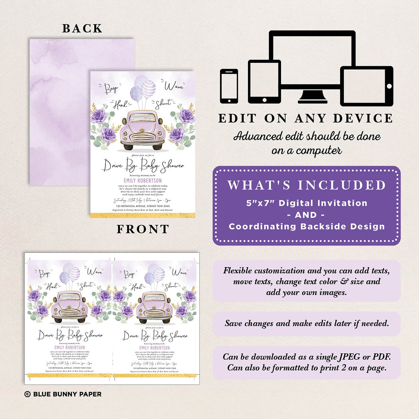 Drive By Baby Shower Invite