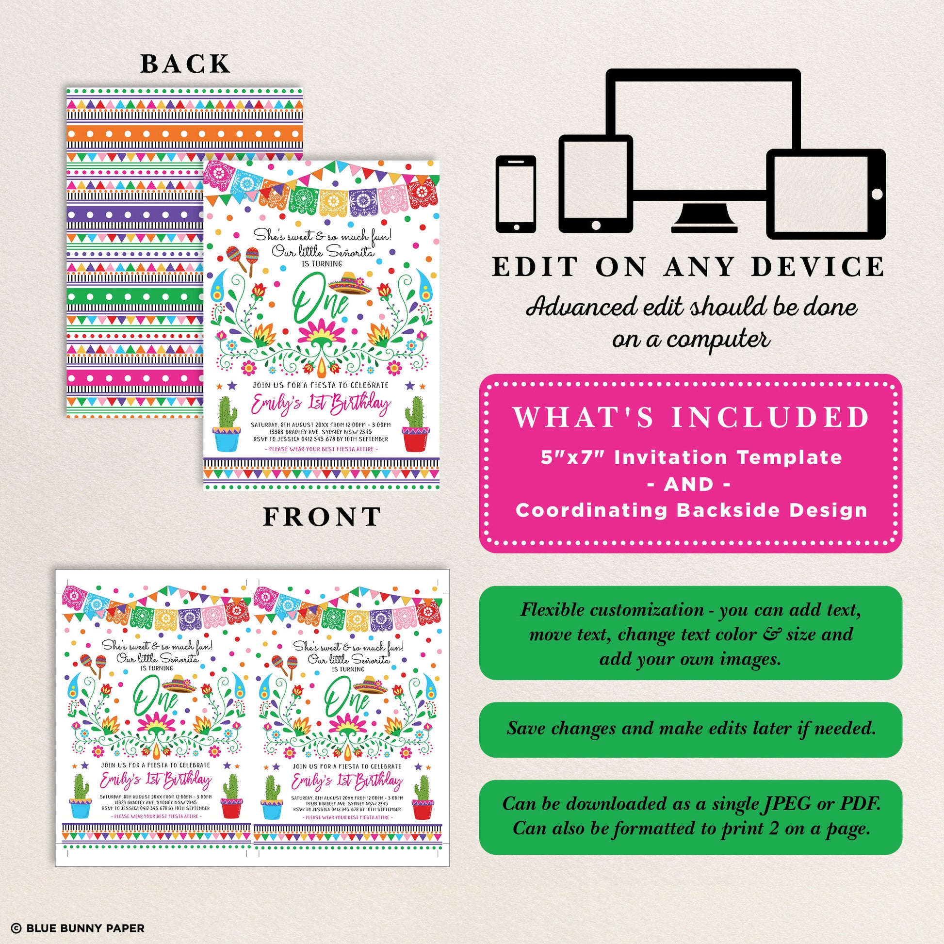 Mexican Fiesta Little Senorita Birthday Invite