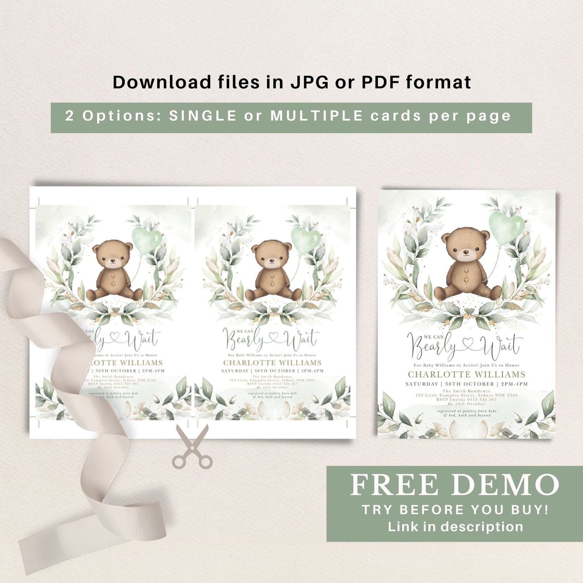 Teddy Bear Baby Shower Invitation