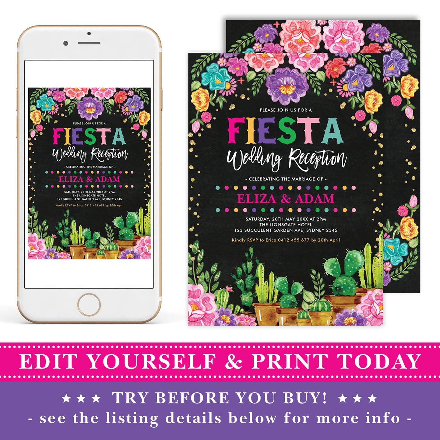 Mexican Fiesta Wedding Reception Invite