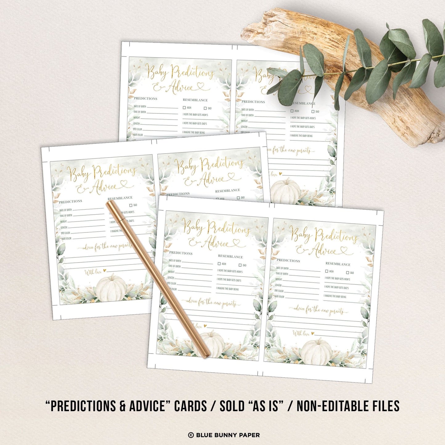 Pumpkin Predictions & Advice Baby Shower Game