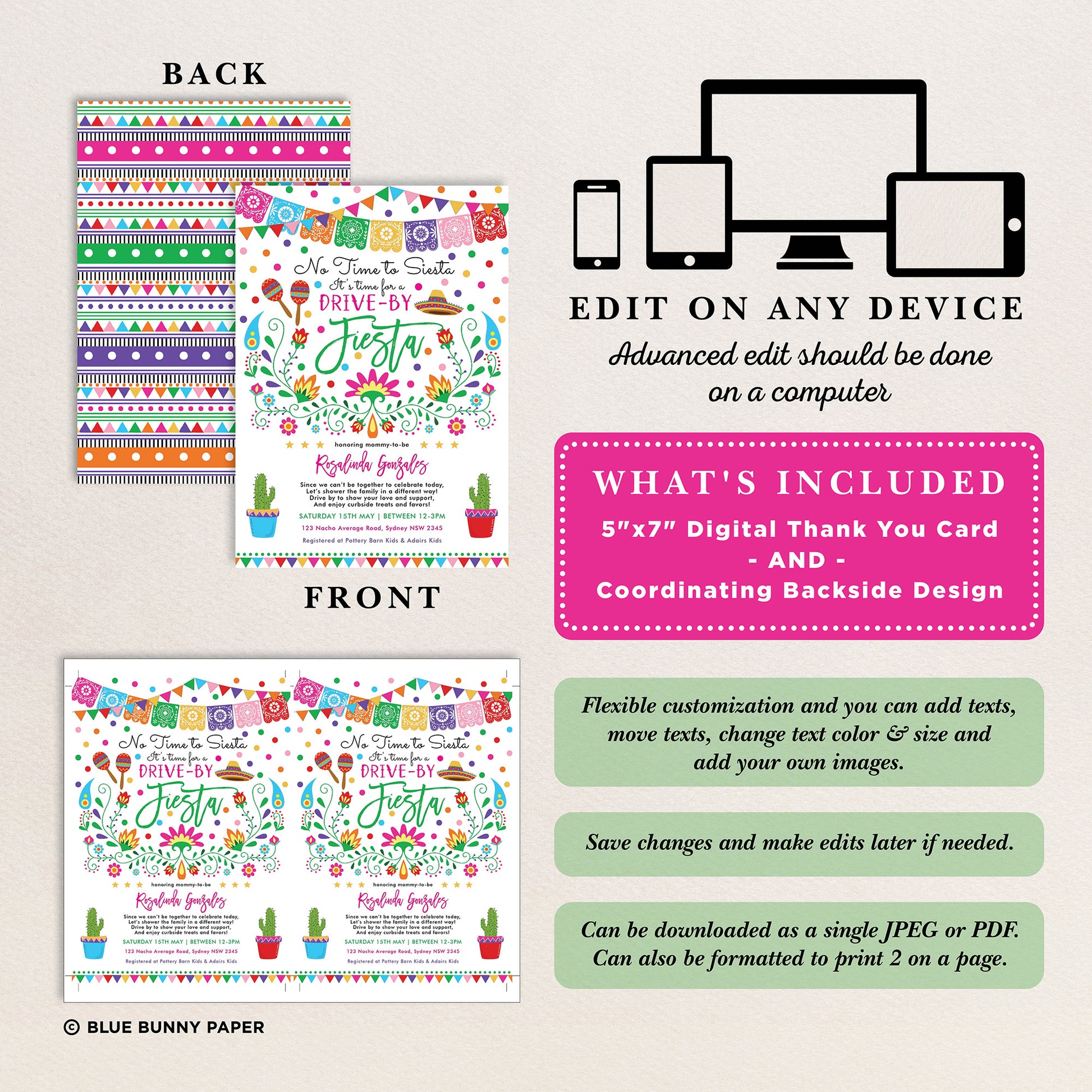 Mexican Fiesta Drive by Baby Shower Invitation