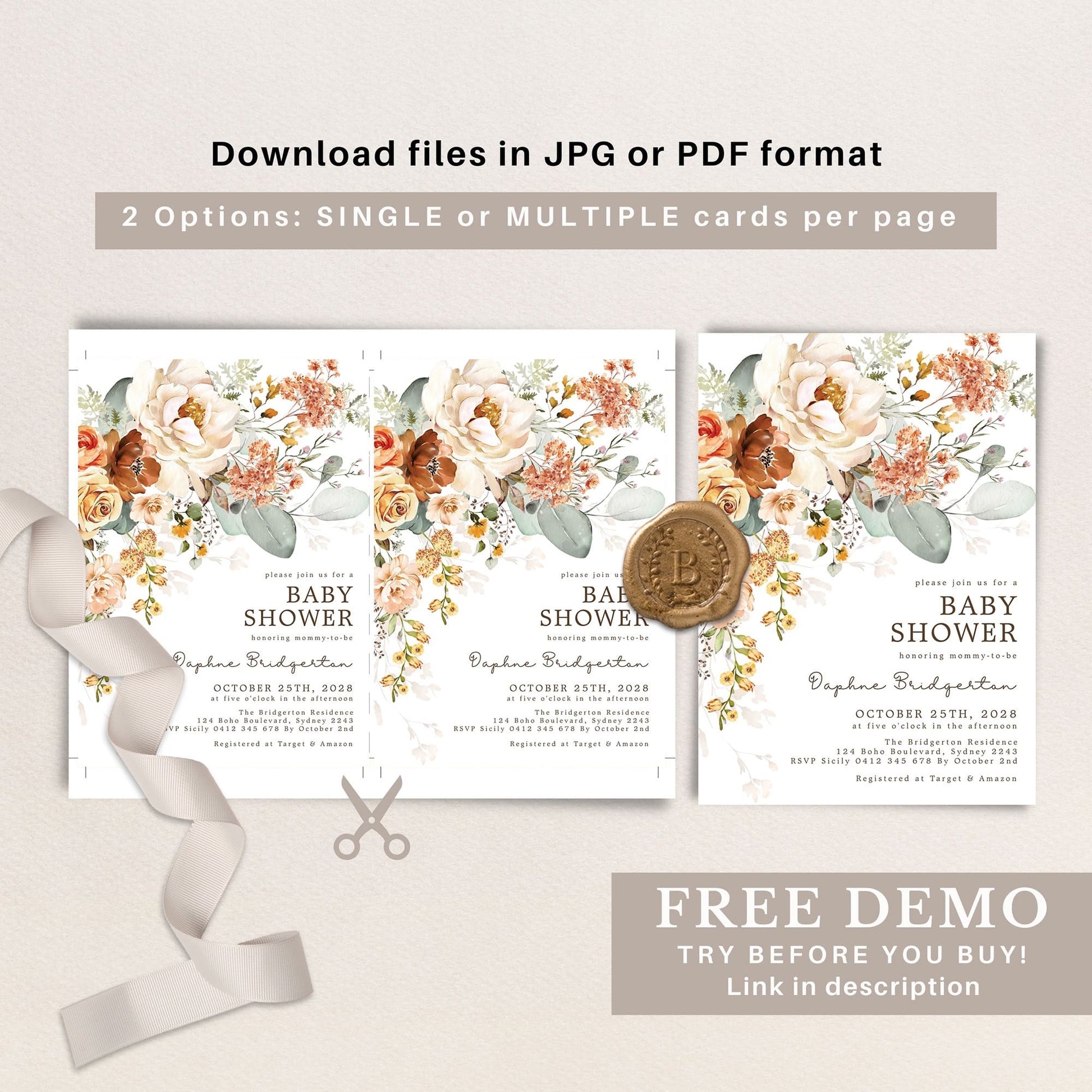 Printable Fall Baby Shower Invitations