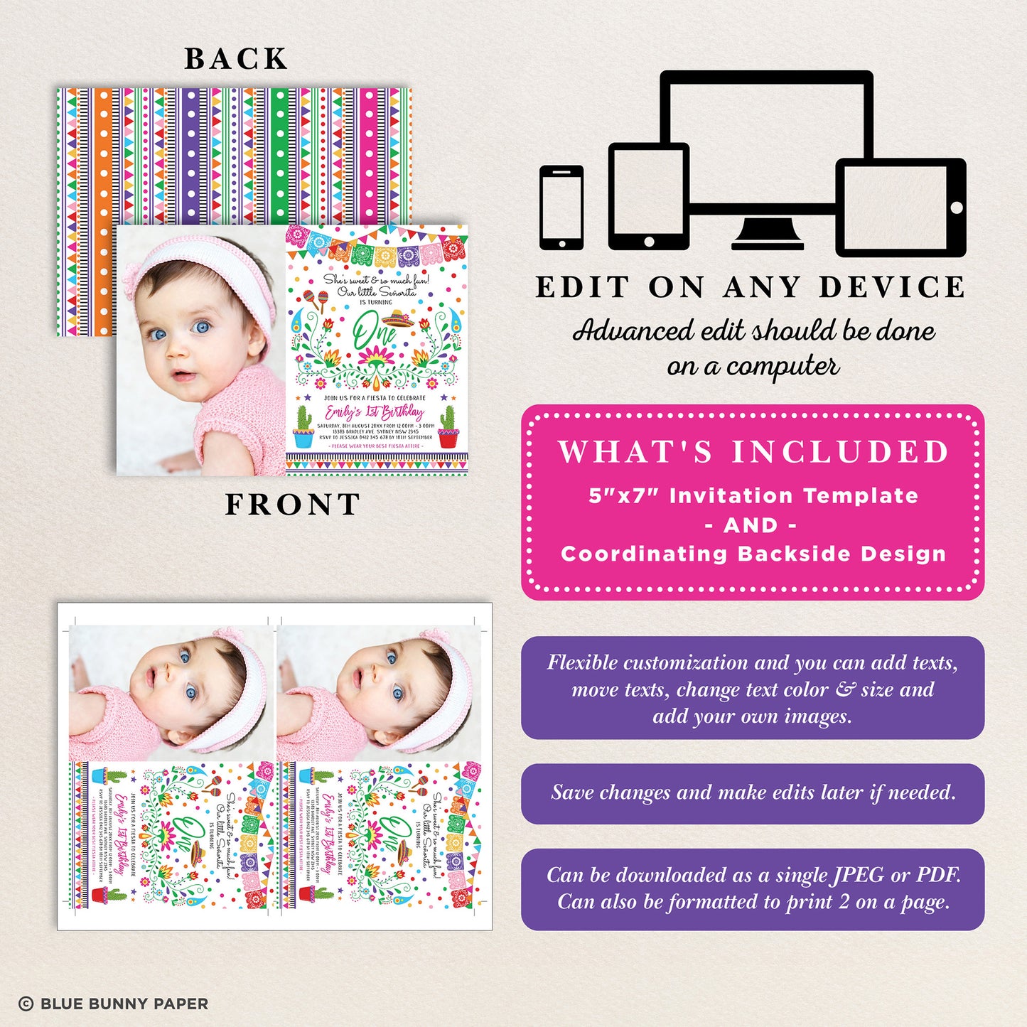 Mexican Fiesta Photo Birthday Party Invitation