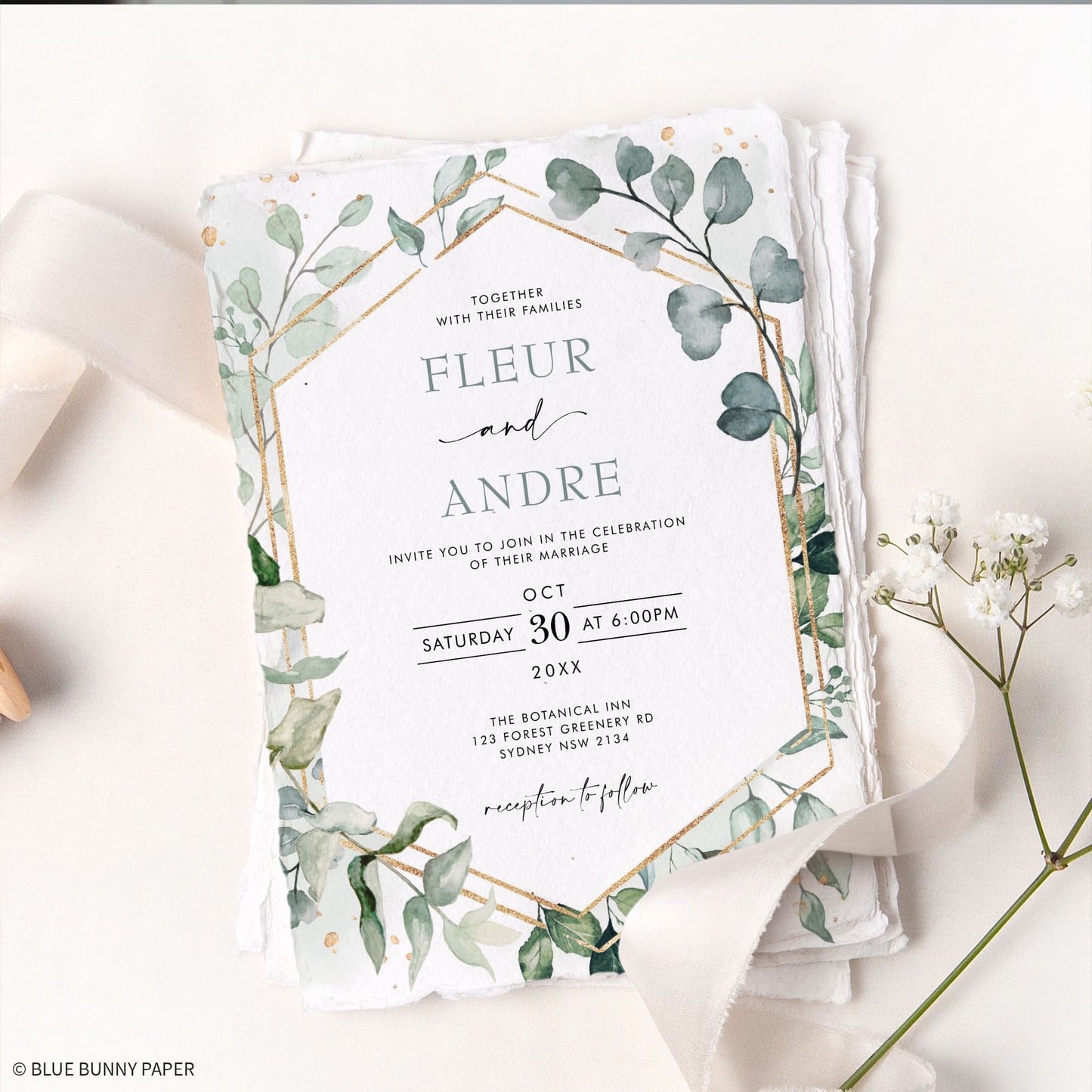 Greenery Digital Wedding Invitation