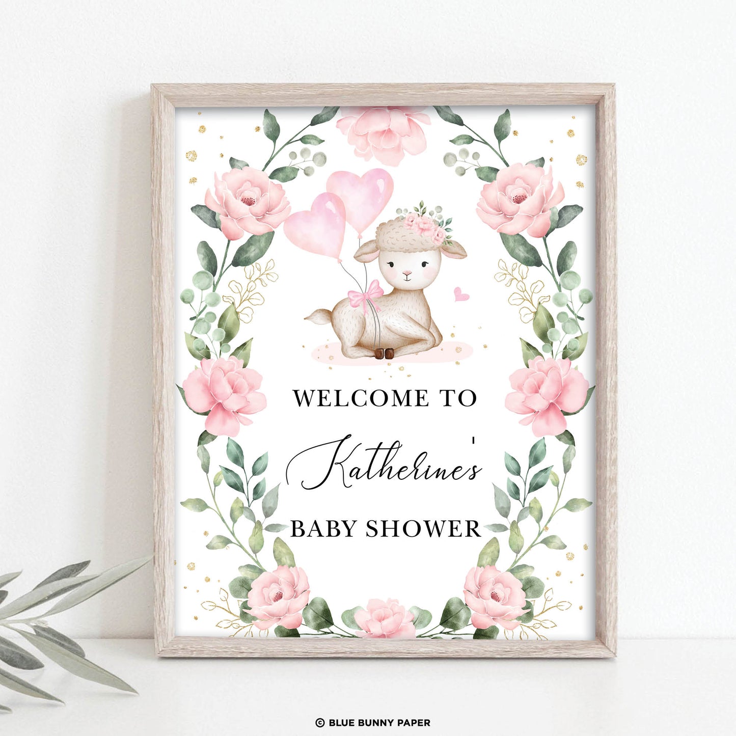 Pink Lamb Party Welcome Sign