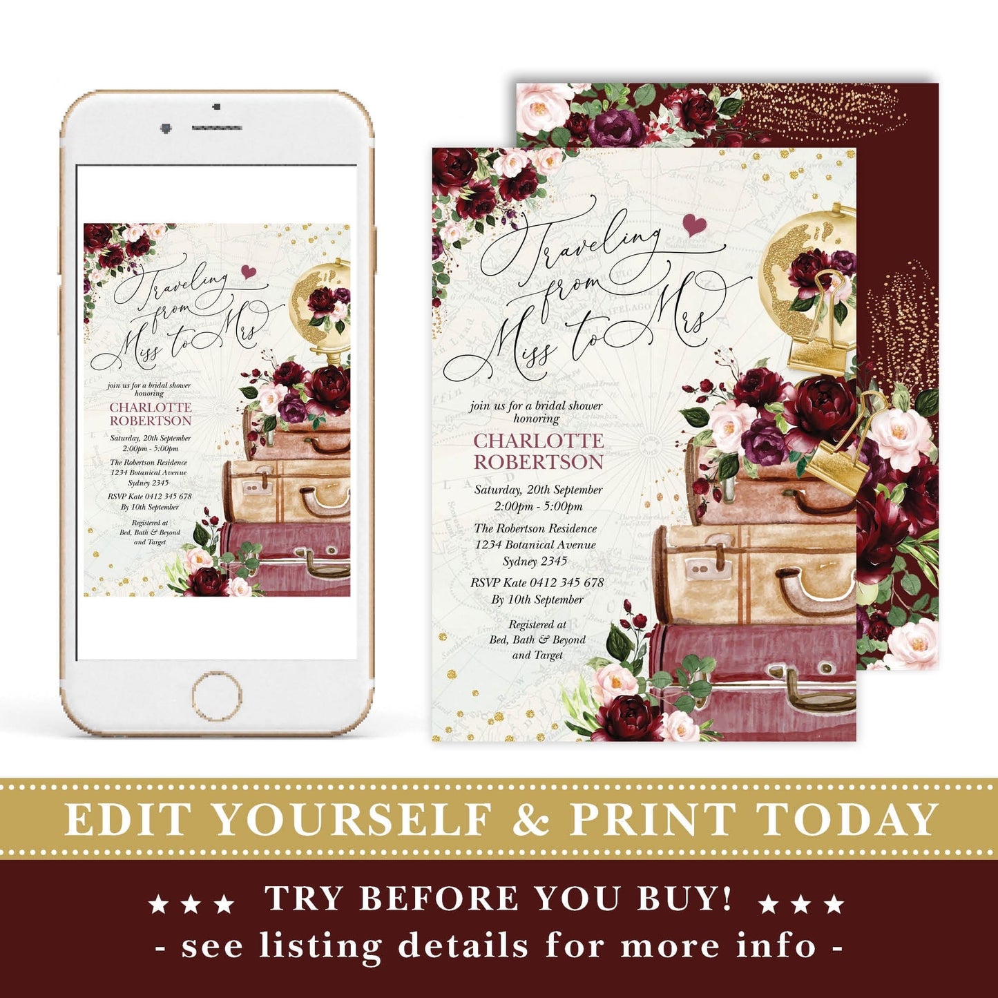Travel Bridal Shower Invite