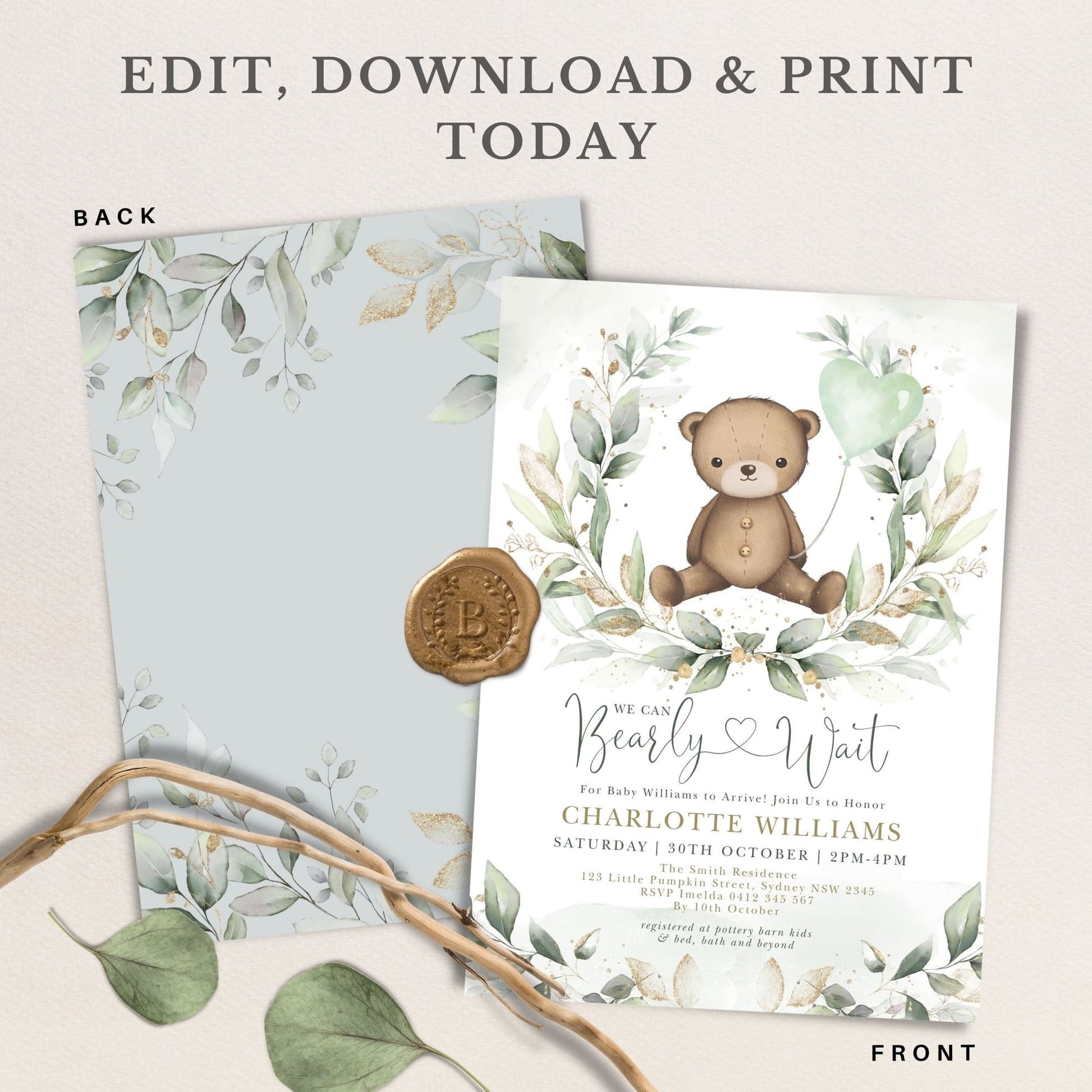 Teddy Bear Baby Shower Invitation