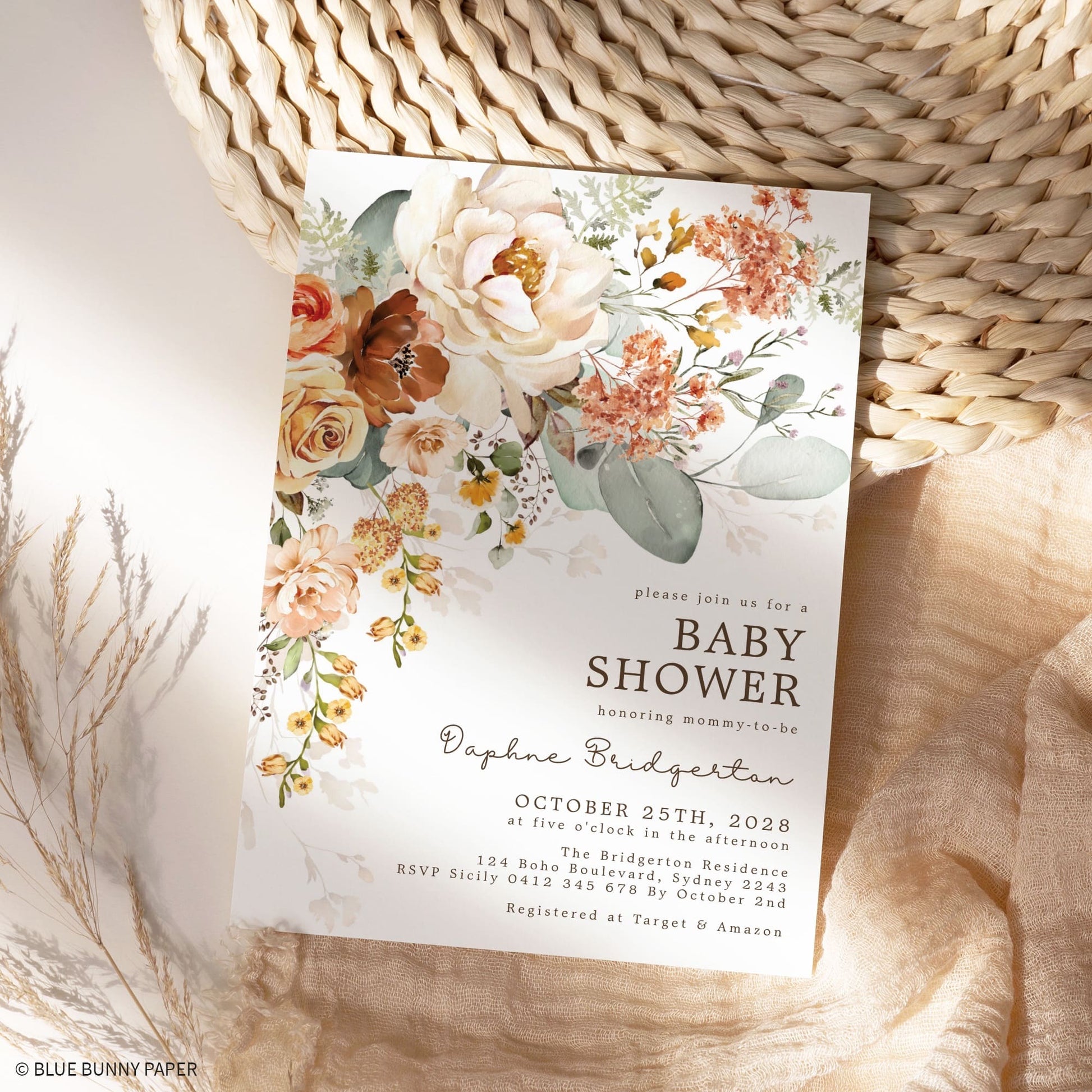 Fall Boho Baby Shower Invitation