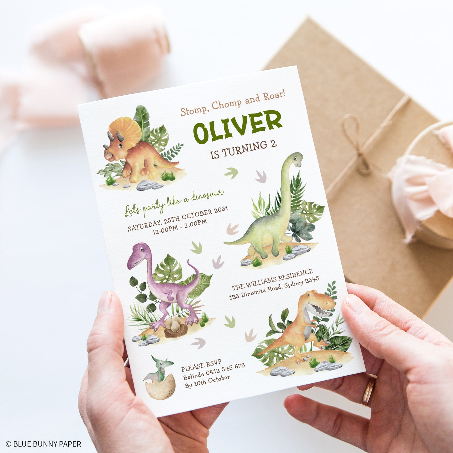 Dinosaur Themed Birthday Invite