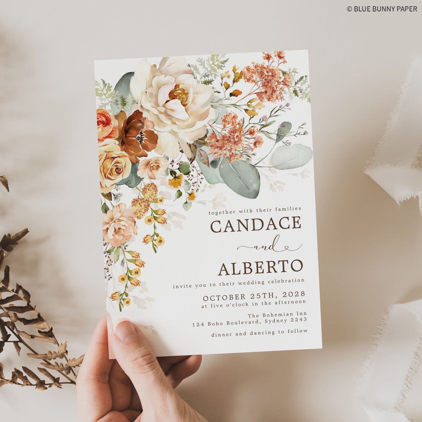 Floral Boho Wedding Invite