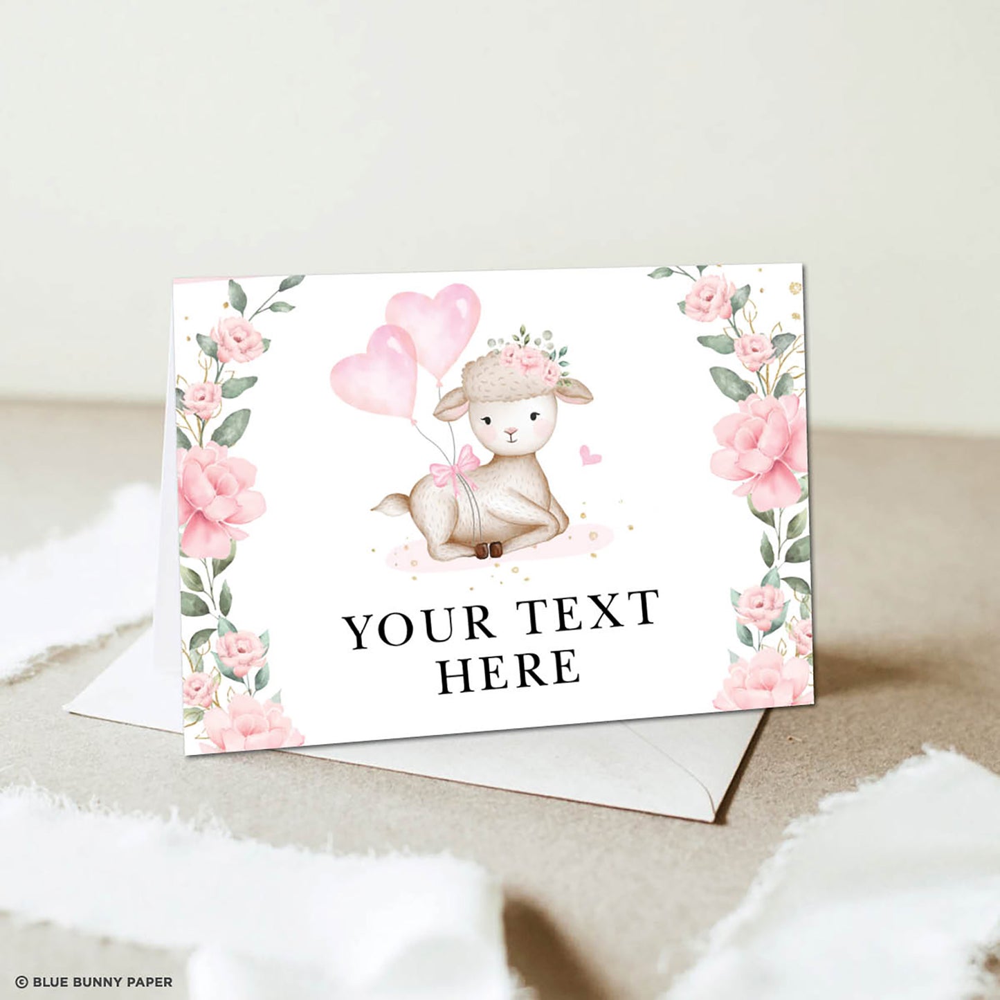 Pink Lamb Place Cards