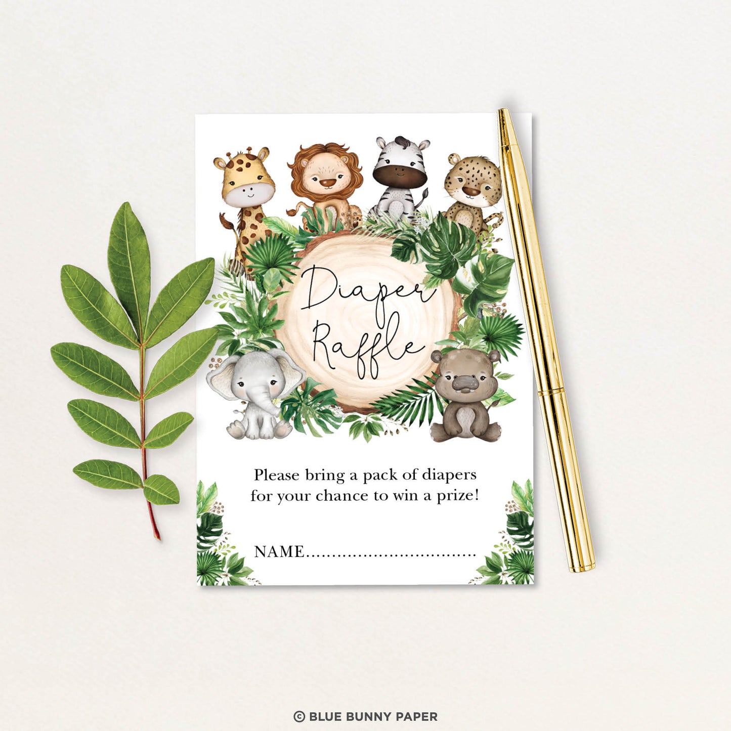 Baby Shower Diaper Raffle Card