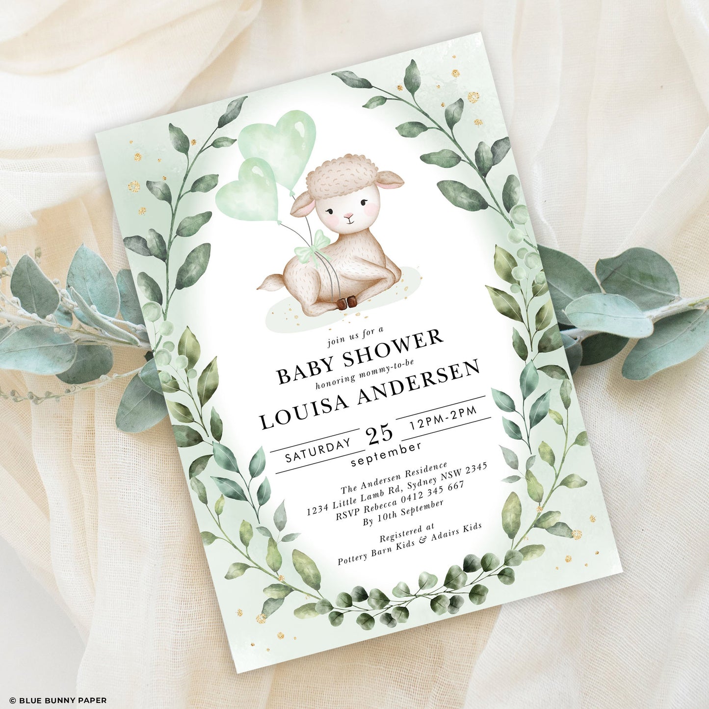 Lamb Baby Shower Invitation