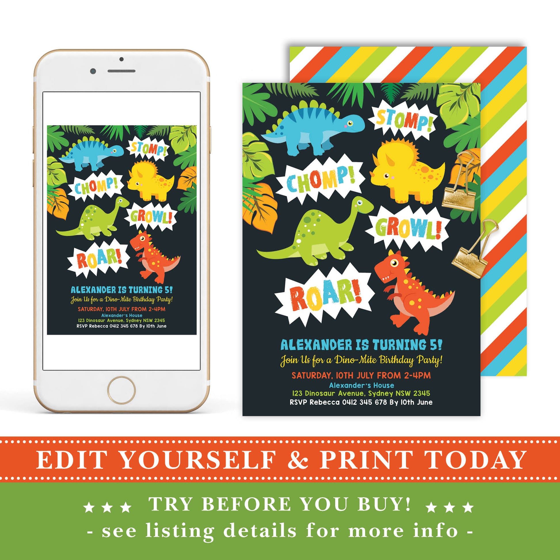 Dinosaur Birthday Invitation