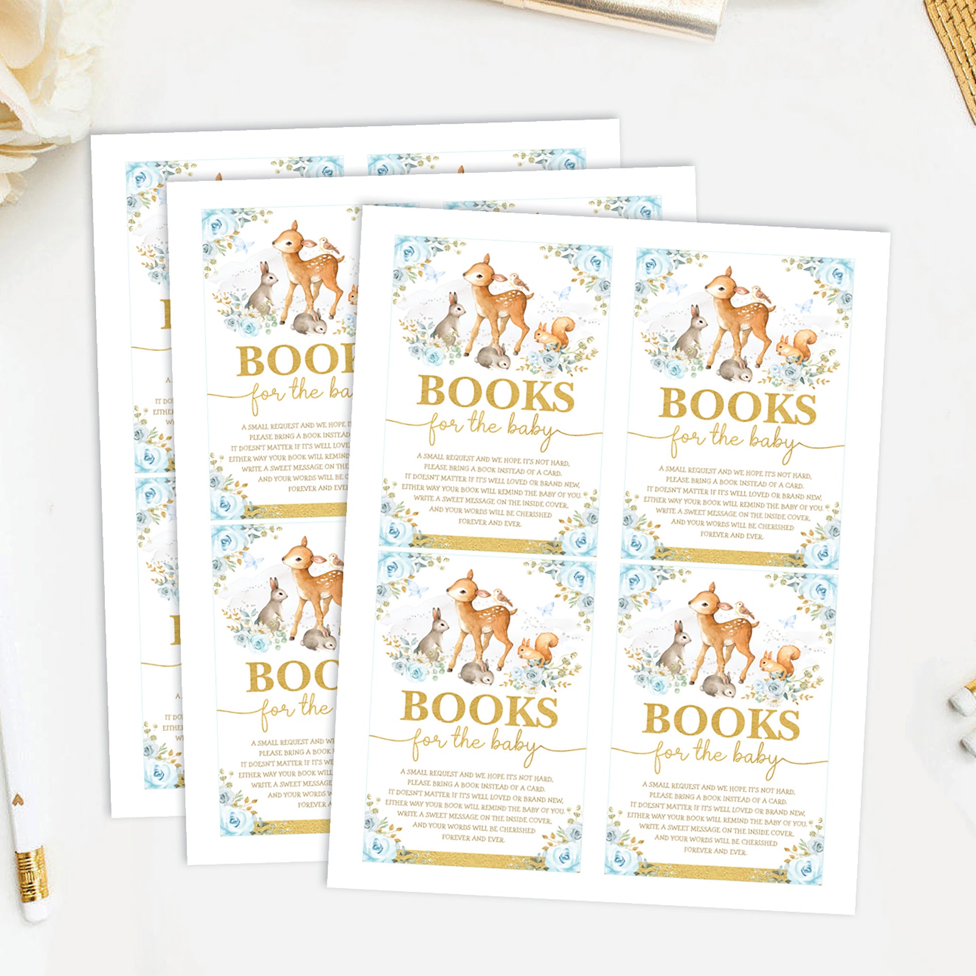 Boy Woodland Baby Shower Book Request Card