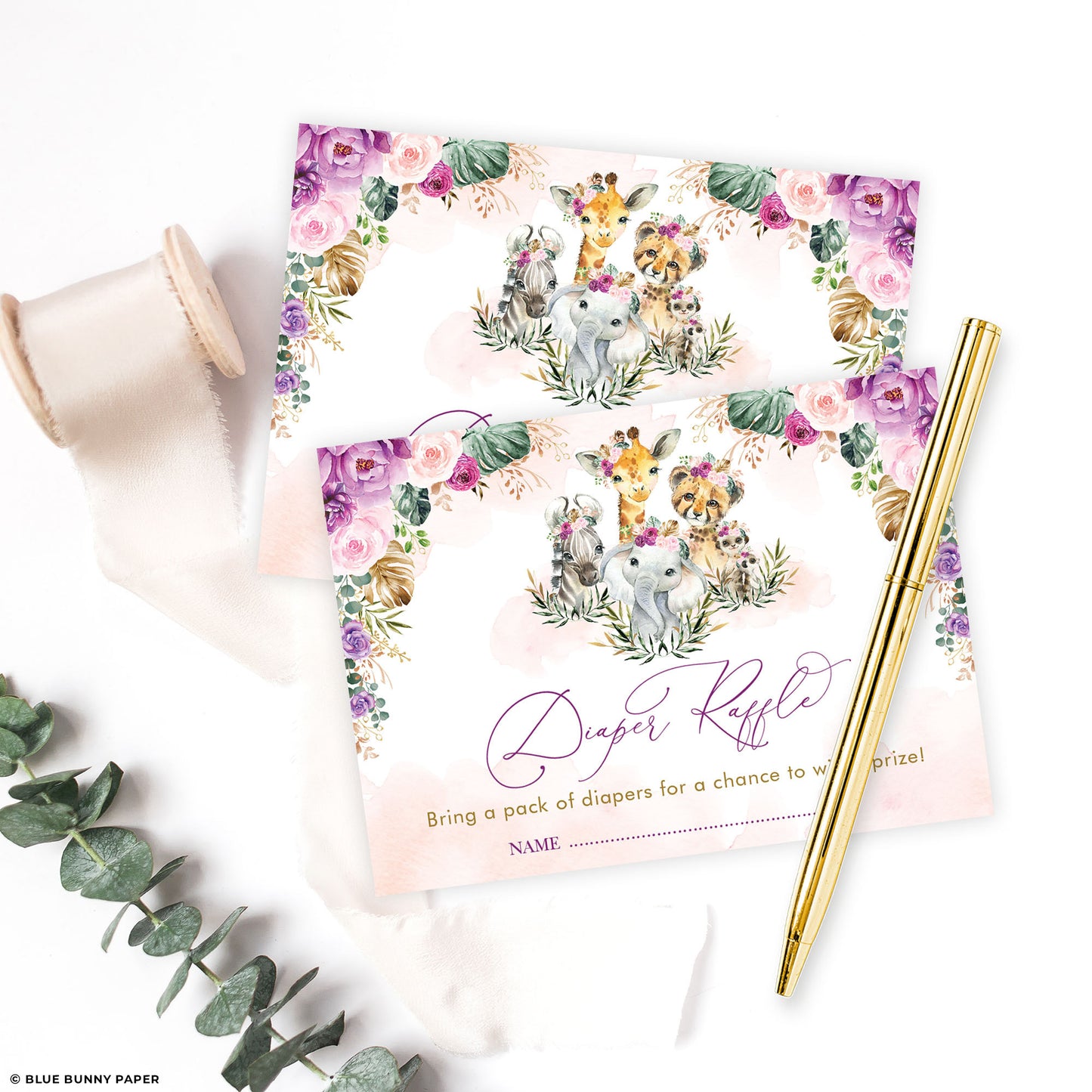Jungle Animals Diaper Raffle Card