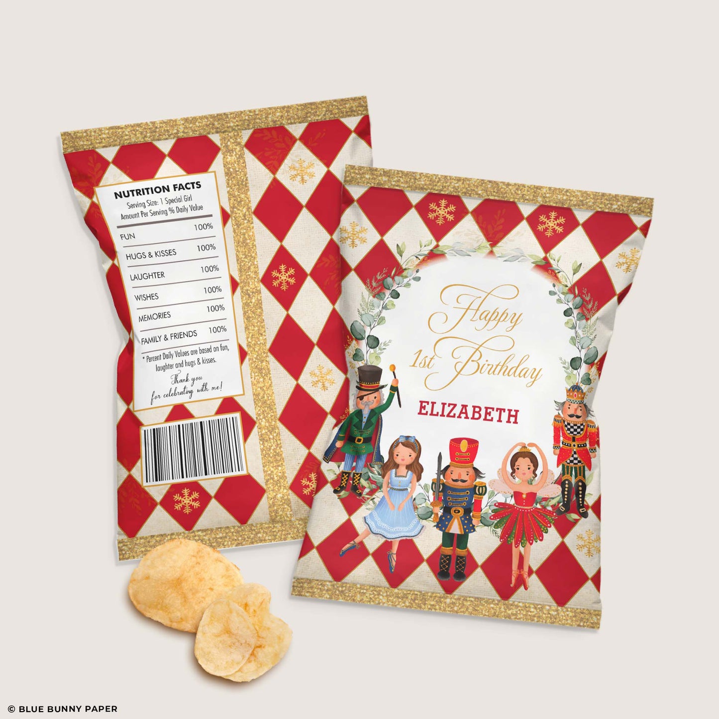 Red Nutcracker Editable Chip Bag