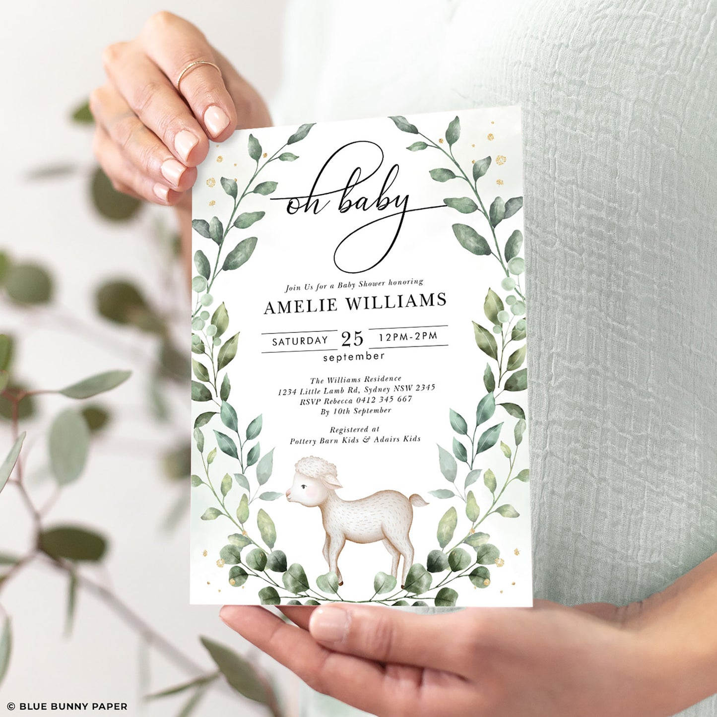 Lamb Baby Shower Invitation