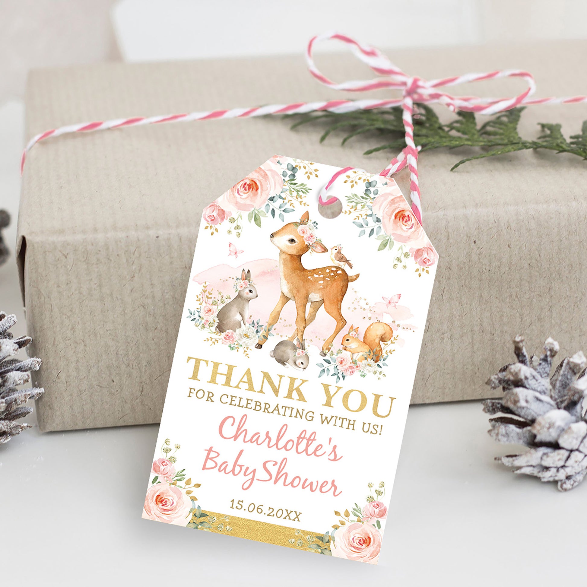 Girl Woodland Party Favor Tag